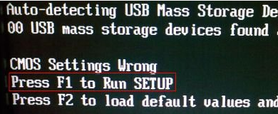 ������ʾ��Press F1 to Run SETUP���Ľ������