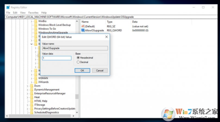 修改OSupgrade注册表项