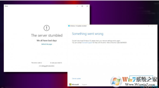 0x80190001错误示例
