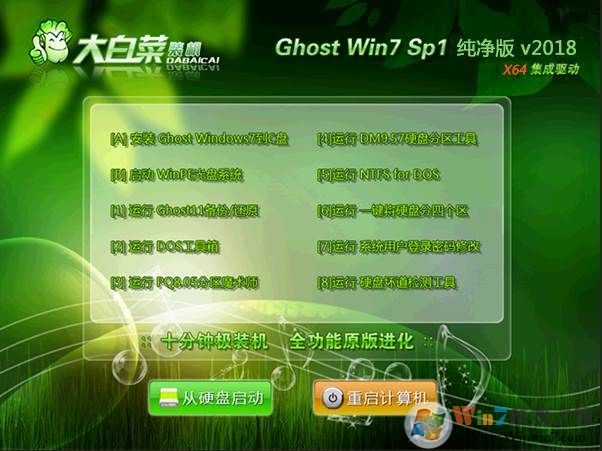 大白菜GHOST WIN7 64位U盘装系统纯净版V1809