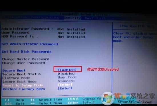 Secure Boot回车设置成Disabled Secure Boot回车设置成Disabled
