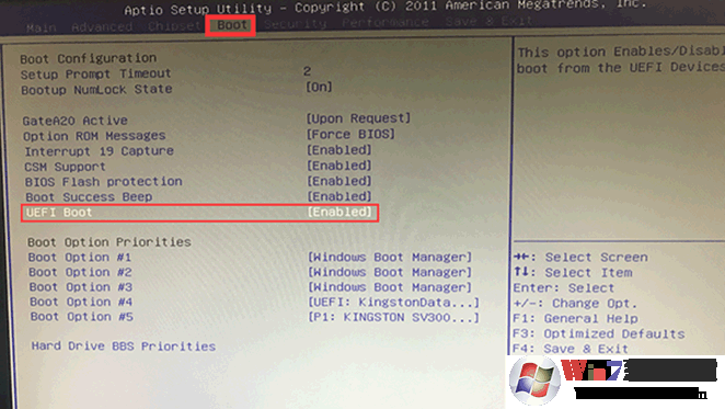 uefi boot”功能开启 uefi boot”功能开启