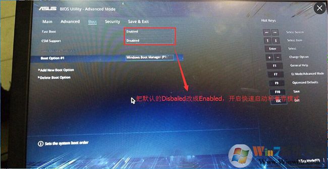 把fast boot和csm support由enabled改成disabled,分别开启快速启动和兼容模式 把fast boot和csm support由enabled改成disabled,分别开启快速启动和兼容模式