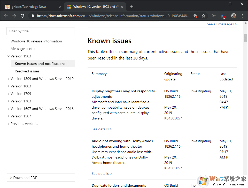 某些AMD PC无法安装Win10 1903更新
