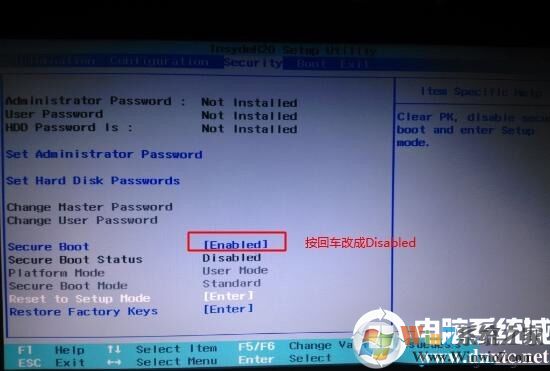 Secure Boot回车设置成Disabled Secure Boot回车设置成Disabled