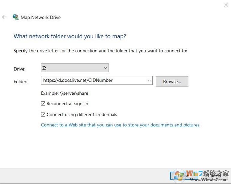 为OneDrive分配驱动器号