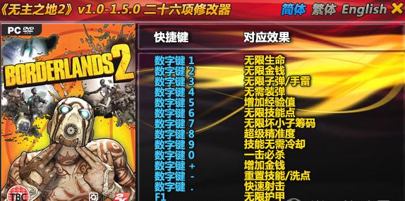 无主之地2修改器下载_无主之地2 二十六项修改器(通用版)