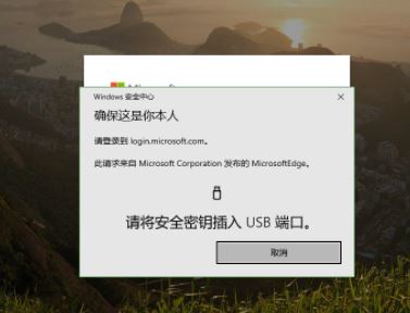 win10 1903使用Edge访问微软网站提示:请将安全密钥插入USB端口 的解决方法