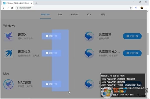 迅雷X多选下载功能怎么用?