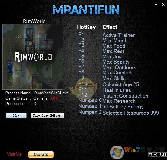 环世界修改器下载_环世界(边缘世界)十四项【属性资源修改器】v1.0.2059 免费版