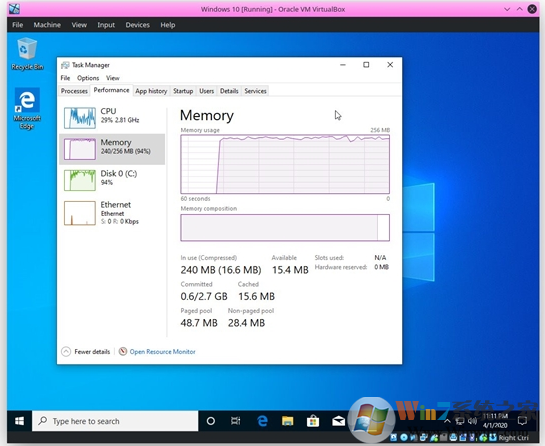 Win10最小多少内存可以运行?测试发现512M也可以运行!