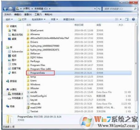 Win7系统C盘找不到programdata文件夹解决方法