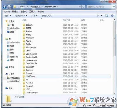 Win7系统C盘找不到programdata文件夹解决方法