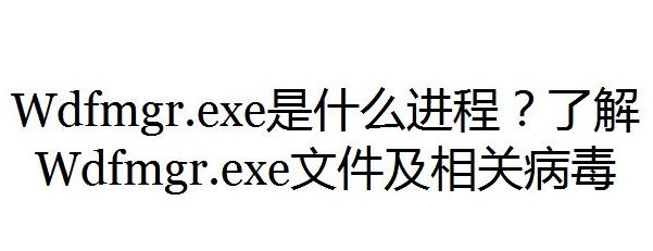 wdfmgr.exe是什么进程?wdfmgr.exe出错该怎么办?