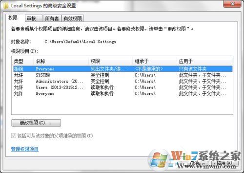 Win7打开Local Settings文件夹提示“位置不可用,拒绝访问”的解决方法