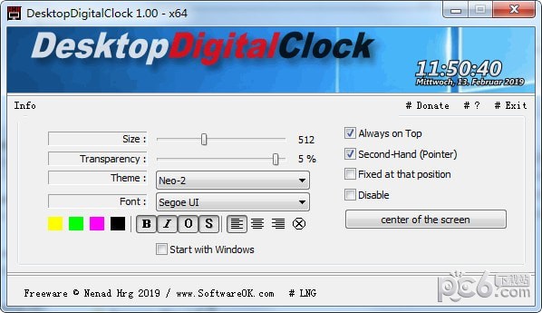 ����ʱ������(DesktopDigitalClock) v3.01������ɫ��