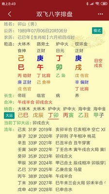 双飞八字排盘 双飞八字排盘