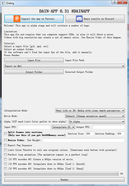 DAIN APP(��Ƶ��֡����) V0.35��ɫ������