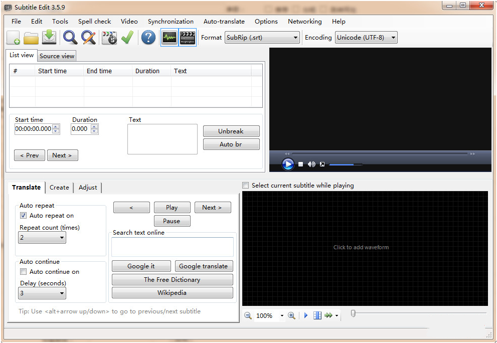 Subtitle Edit(��Ļ�༭����) V3.6.0��ɫ���İ�